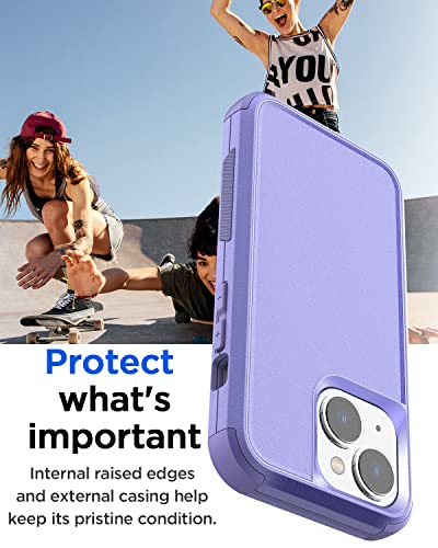 AICase for iPhone 13/iPhone 14 Case,Heavy Duty 3-Layer Rugged Pocket-Friendly Phone Case,Durable Military Grade Protection Shockproof/Drop Proof/Dust-Proof Protective Cover for iPhone 13/iPhone 14 - color: Light purple Case