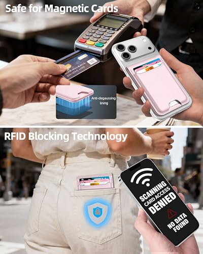 For Magsafe Wallet with Money Clip, 5 Card Holder, Adjustable Stand | Strongest Magnetic Wallet for iPhone 17/16/15/14/13/12 Series, ID Window, RFID Blocking, Not for 13/12 Mini, Baby Pink - color: Baby Pink