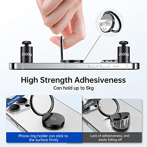 SYNCWIRE Adhesive Phone Ring Holder, Cell Phone Grip, iPhone Ring Stand - color: Black, size: 1 Pack