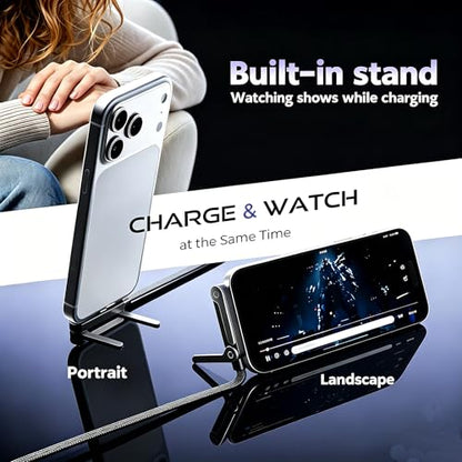240W USB C to USB C Cable Fast Charging Cable 5FT for Samsung Galaxy S26 S25 Ultra S24 A37 A57 A36 A17 with Built-in Phone Stand,Invisible Stand Flat Charging USB C Cord Right Angle for iPhone 17 16e
