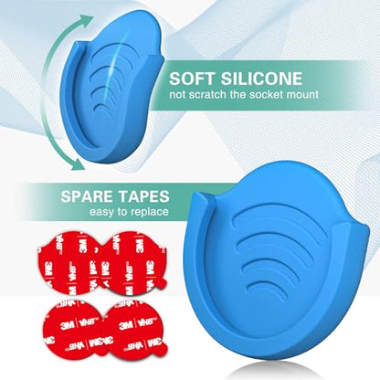pop-tech Phone Grip for Socket Holder, 2 Pack Silicone Car Phone Mount Adhesive for Collapsible Grip & Stand with 3M Adhesive Replacement for Car Dashboard, Desk, Wall, Home, Office Blue - color: Blue