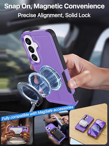 for Samsung Galaxy S26 Case Rugged Dual-Layer Shockproof Purple | Fit for Magsafe, Heavy Duty Military-Grade Protection, Matte Finish Scratch Resistant Anti-Fingerprint, S 26 Phone Case - color: Purple