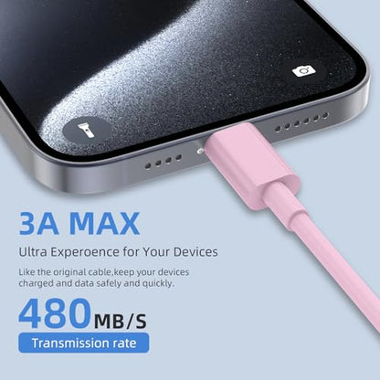 LDHTY CarPlay Charging Cable, USB A to USB C Cable, 2-Pack 3FT, Pink - color: Pink, size: 3ft+3ft