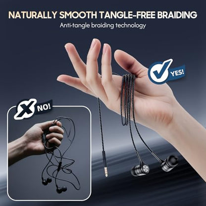 LWZCAM 5 Pack 3.5mm Wired Earbuds, Stereo Headphones with Microphone
