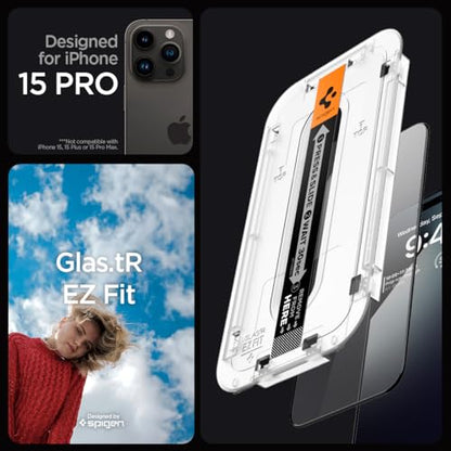 Spigen GlasTR EZ FIT Tempered Glass Screen Protector for iPhone 15 Pro - size: iPhone 15 Pro