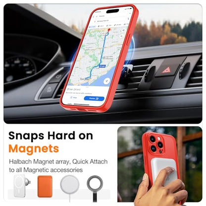 Magnetic Case for iPhone 13 Pro 6.1-Inch, [Compatible with Magsafe][Full Camera Protection] Ultra Slim Translucent Matte Shockproof Protection Phone Cover-Bright Red - color: Bright Red, size: iPhone 13 Pro