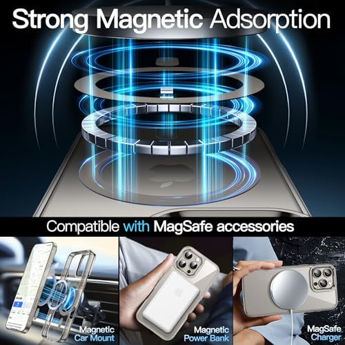 JETech Magnetic Case for iPhone 16 Pro 6.3-Inch Compatible with MagSafe, Shockproof Phone Bumper Cover, Anti-Scratch Clear Back (Natural Titanium) - color: Natural Titanium, size: iPhone 16 Pro