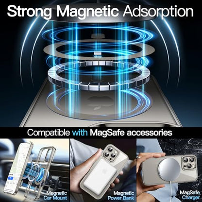JETech Magnetic Case for iPhone 16 Pro 6.3-Inch Compatible with MagSafe, Shockproof Phone Bumper Cover, Anti-Scratch Clear Back (Natural Titanium) - color: Natural Titanium, size: iPhone 16 Pro