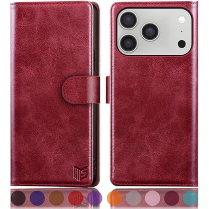 SUANPOT Compatible with iPhone 17 Pro Max 6.9" Wallet case with RFID Blocking Credit Card Holder,Flip Book PU Leather Protective Cover Women Men for Apple 17 Pro Max Phone case Red - color: Red, size: iPhone 17 Pro Max 6.9"