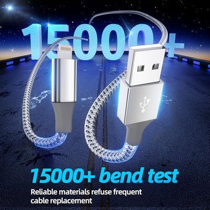 iPhone Charger 3 Pack 10FT MFi Lightning Cable (Grey White)