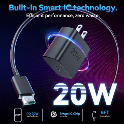 i Phone 17 Charger Fast Charging,USB c Charger,wall Charger with 6ft Cables (White and Black, 4ft and 6ft) - color: White and Black, size: 4ft and 6ft