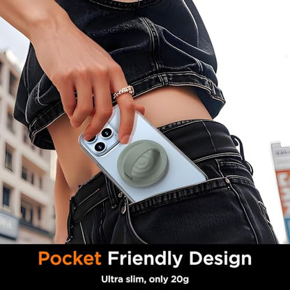 Upgraded Magnetic Phone Grip, Liquid Silicone Soft and Portable, Removable Finger Loop Ring Grip Holder for iPhone, Strong Magnetic Attraction, Compatible with MagSafe Phone Case, Calke Green - color: Calke Green
