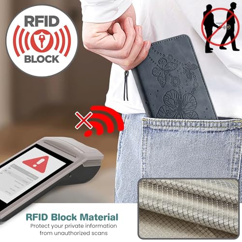 Case Wallet for Motorola Moto G Power 2025/ G Power 2026, Gray Purple | RFID Blocking, 3 Card Holder Stand, Shockproof TPU Shell, PU Leather Magnetic Closure, 6.8-inch - color: Gray Purple