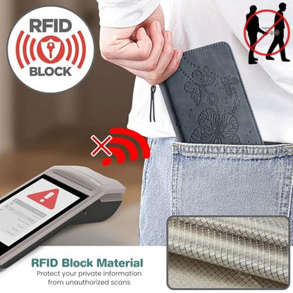 Case Wallet for Motorola Moto G Power 2025/ G Power 2026, Gray Purple | RFID Blocking, 3 Card Holder Stand, Shockproof TPU Shell, PU Leather Magnetic Closure, 6.8-inch - color: Gray Purple