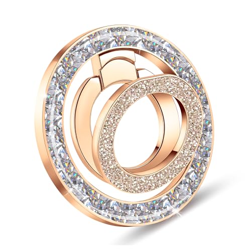 Magnetic Phone Ring for MagSafe Phone Grip - [Super Magnet] Stylish Ring Holder Stand with for iPhone 17 16 15 14 13 12 Pro Max Air, Mag Safe Women Decor Accessories, Glitter Gold 2026 New