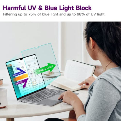 2 Pack Anti Blue Light Screen Protector Compatible with Macbook Pro 14 inch (2021-2026, M1-M5, Pro/Max), Eye Protection Anti Glare Computer Screen Cover for Mac Pro 14.2in - size: MacBook Pro 14 Inch