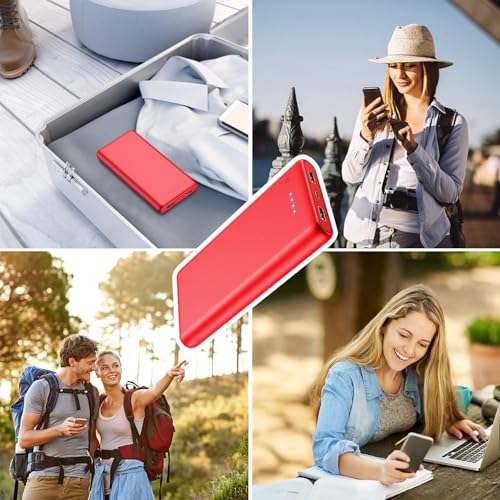 Portable Charger Power Bank 26800mah,Ultra-High Capacity Safer External Cell Phone Battery Pack,2 USB Output High Speed Charging Power bank Compatible with iPhone 17 16 15 14 13 Samsung Android LG-Red - color: Red