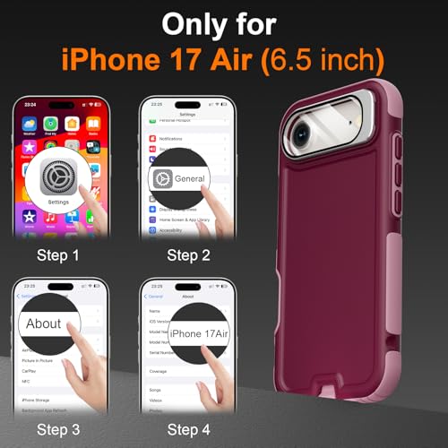 Follaroma Magnetic for iPhone 17 Air Case with Camera Stand, Purple Pink | Built-in Glass Camera Cover,Compatible with MagSafe,Heavy Duty Shockproof Protective,Military-Grade Anti-DropDual Layer Cover - color: Purple Pink, size: iPhone 17 Air 6.5''