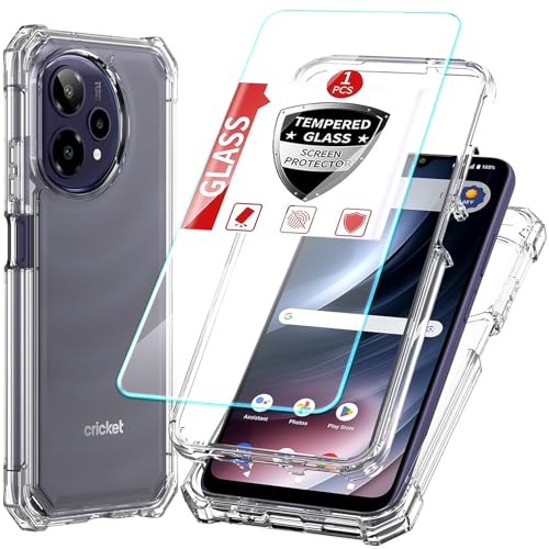 DpS for Cricket Icon Plus 2026/At&t Verge 2 Case 3-in-1,Cricket Iconplus 2026 with Screen Protector, Dual-Layer Case Full Body,At&t Verge 2 Hard PC Bumper & Silicone Back Cover.(Clear) - color: A_Clear
