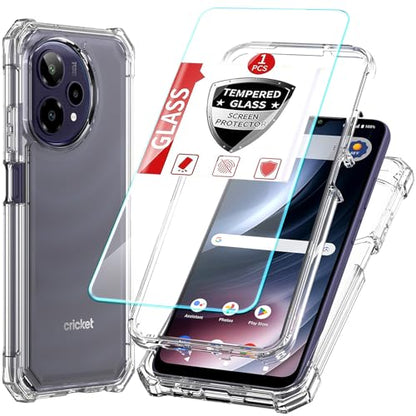 DpS for Cricket Icon Plus 2026/At&t Verge 2 Case 3-in-1,Cricket Iconplus 2026 with Screen Protector, Dual-Layer Case Full Body,At&t Verge 2 Hard PC Bumper & Silicone Back Cover.(Clear) - color: A_Clear