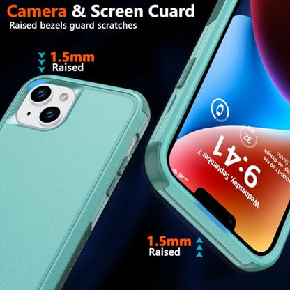 Diverbox Heavy Duty Magnetic Case for iPhone 14 [with Screen & Camera Lens Protectors] (Teal) - color: Magnetic Teal