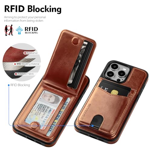 SkyEagle Compatible with MagSafe iPhone 16 Pro Max Wallet Case,Brown | Detachable Magnetic Credit Card Holder,RFID Blocking,PU Leather,Kickstand,Flip Phone Case,Shockproof Cover for Men & Women - color: Brown, size: iPhone 16 Pro Max - 6.9"