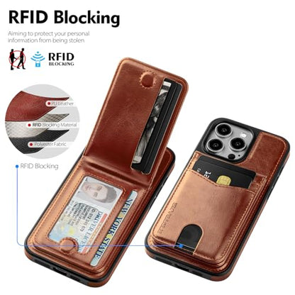 SkyEagle Compatible with MagSafe iPhone 16 Pro Wallet Case,Brown | Detachable Magnetic Credit Card Holder,RFID Blocking,PU Leather,Kickstand,Flip Phone Case,Shockproof Cover for Men & Women - color: Brown, size: iPhone 16 Pro - 6.3"