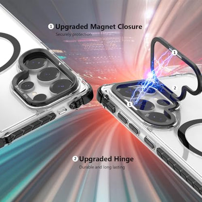 Nvollnoe for Samsung S25 Ultra Case Compatible with MagSafe Military Grade Shockproof Heavy Duty Protective Adjustable Kickstand Ultra Clear Magnetic Phone Case for Samsung S25 Ultra(Black) - color: Clear-Black
