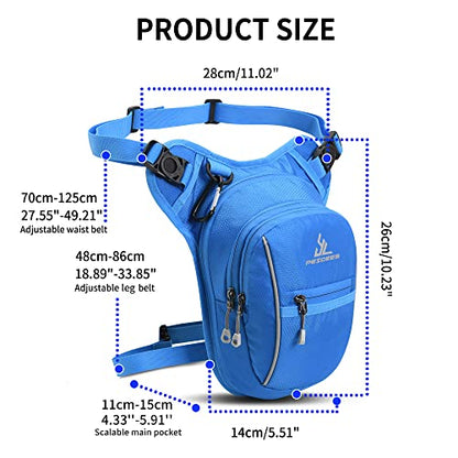 Peicees Motorcycle Leg Bag for Men Womens Thigh Bag, Expandable - color: Blue