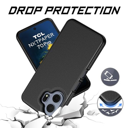 Ailiber for TCL NxtPaper 70 Pro Phone Case Rugged, Screen Protector-Black | Slim Professional Design, Non-Slip Black PC Back & Soft Silicone Bumper, Anti-Scratch Phone Case for Business Daily Use - color: Black