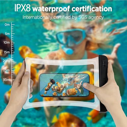 CACOE Floatable Waterproof Phone Pouch 2 Pack Up to 10.0", Clear+Clear | Floatable, IPX8 Waterproof Phone Case,Adjustable Lanyard,Dry Bags for Beach/Cruise/Travel/Camping/Kayak/Vacation Essentials - color: Clear+Clear, size: Up to 10.0"-Floatable
