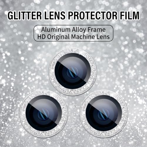Camera Lens Protector for iPhone 15 Pro Max/15 Pro/14 Pro Max/14 Pro 9H Tempered Glass Screen Protector Cover Alignment Kit Metal Individual Ring (Silver) - color: Silver