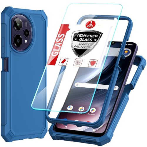 DpS for Cricket Icon Plus 2026/AT&T Verge 2 Case 3-in-1, Icon Plus 2026/Verge 2 with Screen Protector, Dual-Layer Full Body Protection,Hard PC Bumper&Silicone Back Military Grade Cover. (Blue) - color: Blue