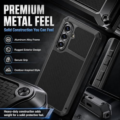 Metal Case for Samsung Galaxy S26 Case 6.3",Full Body Protective Cover Heavy Duty Shockproof [Tough Armour] Aluminum Alloy Case with Silicone Built-in Screen Protector - Black - color: Black