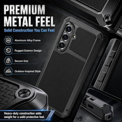 Metal Case for Samsung Galaxy S26 Case 6.3",Full Body Protective Cover Heavy Duty Shockproof [Tough Armour] Aluminum Alloy Case with Silicone Built-in Screen Protector - Black - color: Black