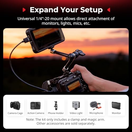 SMALLRIG Magic Arm with Super Clamp for Action Cameras, with 2-Pong Adapter - size: 11''+action camera mount
