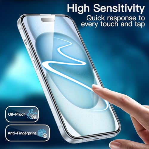 JETech Screen Protector for iPhone 15 Plus, 3-Pack | 9H Tempered Glass, HD Clear, Anti-Scratch Protection, Easy Installation Tool - size: iPhone 15 Plus