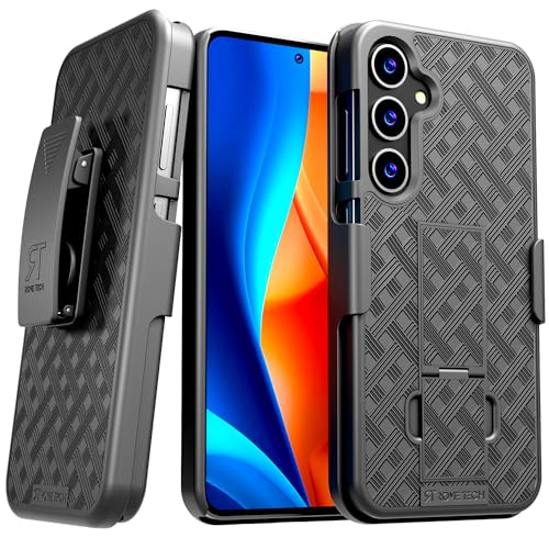 Designed for Samsung Galaxy S23 FE Case with Belt Clip Holster | Rugged Holster & Protective Phone Case Combo with Anti-Slip Texture - Black