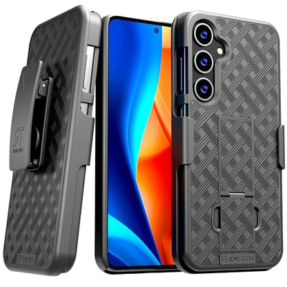 Designed for Samsung Galaxy S23 FE Case with Belt Clip Holster | Rugged Holster & Protective Phone Case Combo with Anti-Slip Texture - Black