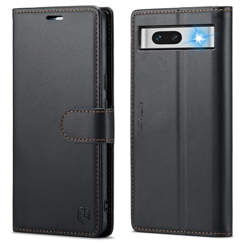 FLIPALM Wallet Case for Google Pixel 8a, Black | Card Holder, RFID Blocking, PU Leather Folio Flip, Kickstand, Protective Shockproof Cover - color: Black