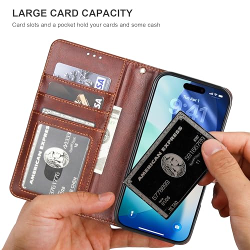Bocasal for MagSafe Wallet Case Card Holder for iPhone 17, Brown - color: Brown for MagSafe