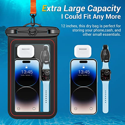 Waterproof Phone Pouch, IPX8 Waterproof Phone Case for iPhone 17/16/15/14/13/12/11/SE Series, Cell Phone Dry Bag for Beach & Cruise Essentials, Lanyard Included, Touch Screen (Fits Up to 8.9”), Black