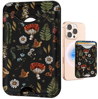 Shorogyt Compatible with Magsafe Wallet for Women, Black Mushroom - color: Black Mushroom