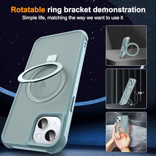 SKYLMW Compatible with iPhone 15 Plus Case with Stand,Blue | iPhone 15 Plus Phone Case 6.7",Magnetic Ring Stand,Compatible with MagSafe,Military-Grade Plustection,Great Grip Feeling - color: Blue, size: Iphone 15 Plus