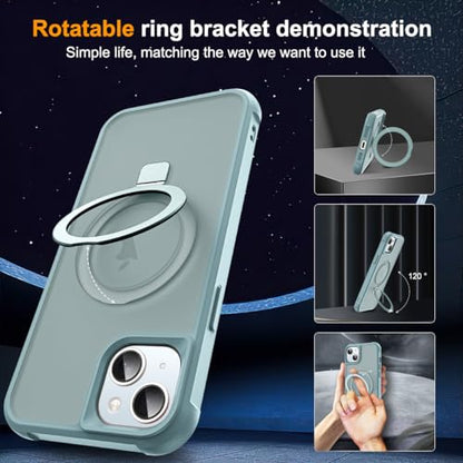 SKYLMW Compatible with iPhone 15 Plus Case with Stand,Blue | iPhone 15 Plus Phone Case 6.7",Magnetic Ring Stand,Compatible with MagSafe,Military-Grade Plustection,Great Grip Feeling - color: Blue, size: Iphone 15 Plus