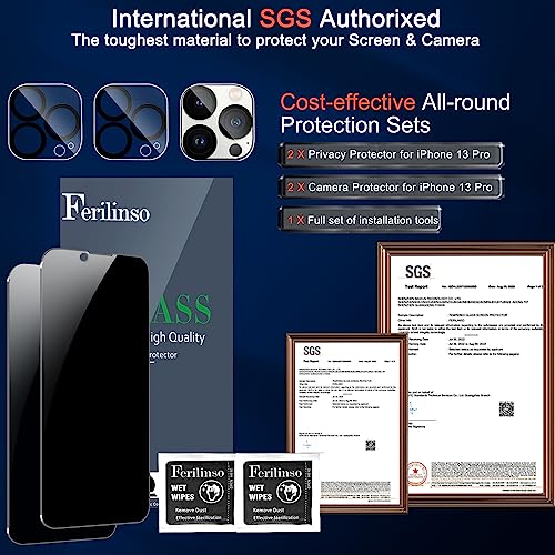 Ferilinso Privacy Screen Protector for iPhone 13 Pro, Tempered Glass - size: iPhone 13 Pro-Black