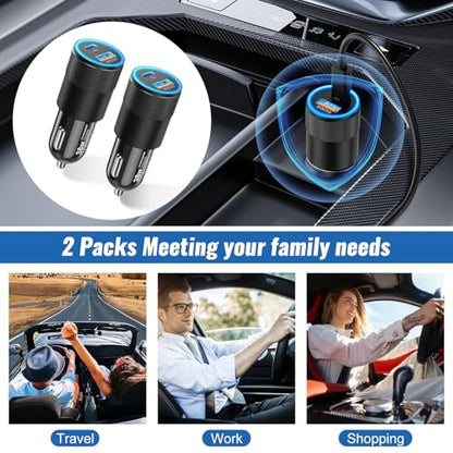 2Pack Car Chargers, Dual Ports USB C & USB-A Cigarette Lighter Adapter - color: 2-Pack