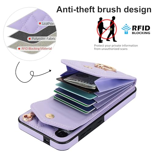 Asuwish Phone Case for Samsung Galaxy S24 5G Wallet Cover with Tempered Glass Screen Protector and Crossbody Wrist Strap Ring Stand RFID Blocking Credit Card Holder Cell S 24 24S G5 Women Girls Purple - color: Purple