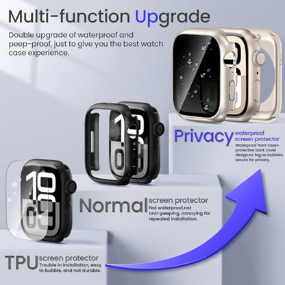 Goton Privacy Waterproof Case for Apple Watch Series 11/10 46mm - color: Starlight, size: 46mm