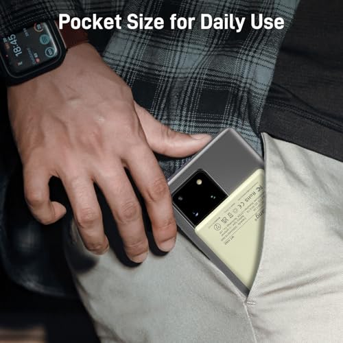 Auskang Thin Portable Charger with Built in USB-C Cable-5000mAh Slim Power Bank Compatible with Samsung, Google Pixel/Android Phones/ iPhone17 16 15 Series etc-Thin Battery Pack for Outdoor Travel